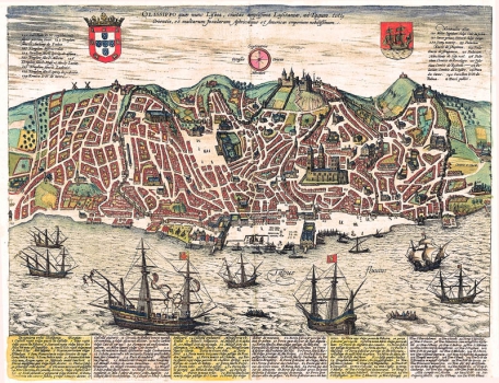 Gezicht op Lissabon 1598 Braun en Hogenberg